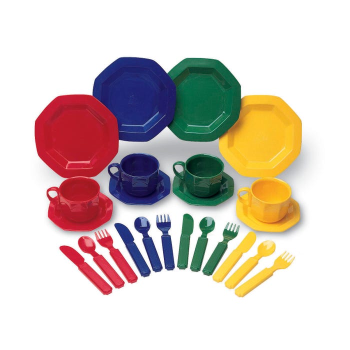 Learning Resources Pretend & Play Dish Set, Assorted Colors, 24 Pieces