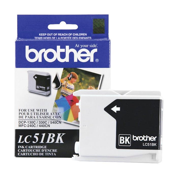 Brother LC51BK Ink Cartridge, 500 Page Yield, Black