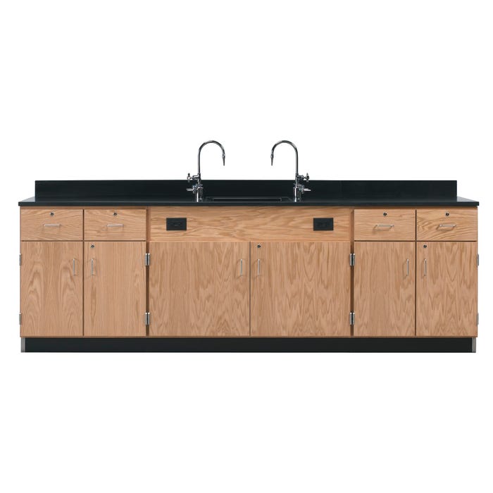 Diversified Spaces Kinetic Wall Service Bench with Sink, 3-Door/4-Drawer, 9 Feet x 24 x 35-3/4 Inches, Phenolic Resin Top