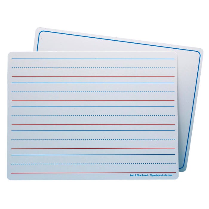 Flipside Magnetic, Red & Blue Ruled, Two-Sided, Dry Erase Learning Mat, 9 x 12 Inches, Pack of 12
