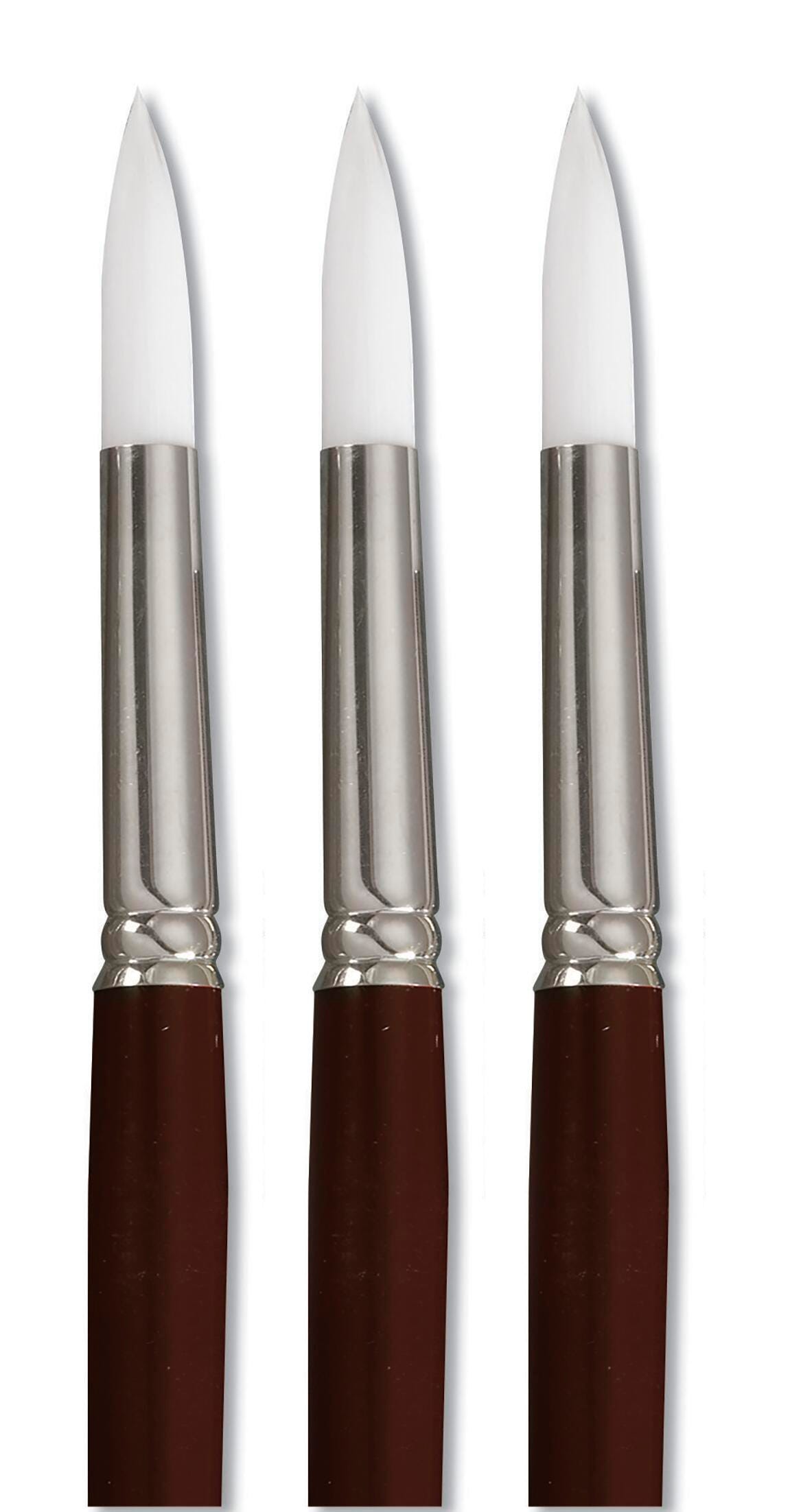 Sax Optimum Golden Synthetic Taklon Paint Brushes, Round Type, Short Handle, Size 12, Set of 3 Item Number 1567549