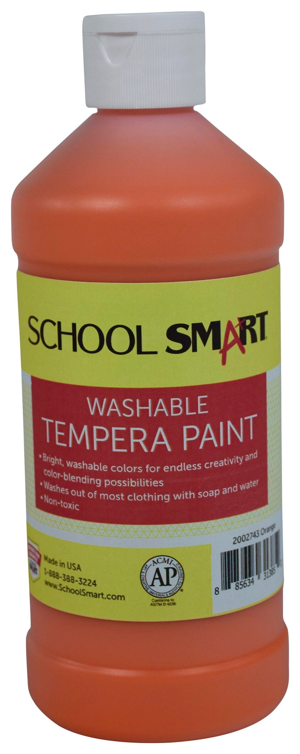 School Smart Washable Tempera Paint, Orange, 1 Pint Bottle Item Number 2002743