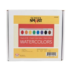 School Smart Watercolor Paint Classroom Pack, Assorted 8-Color Pan, Set of 36