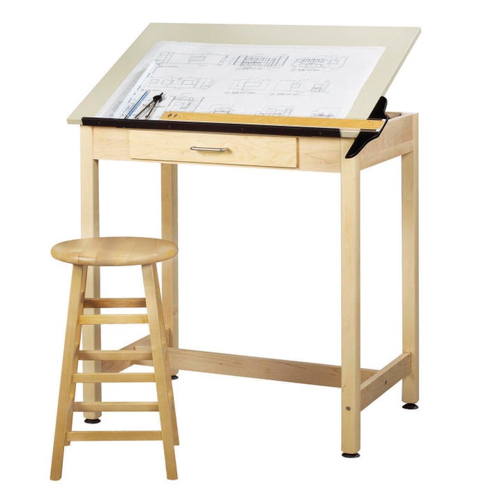 Diversified Spaces Draftsman Drawing Table, Full Top, 36 x 24 x 35-3/4 Inches, Almond Plastic Laminate Top