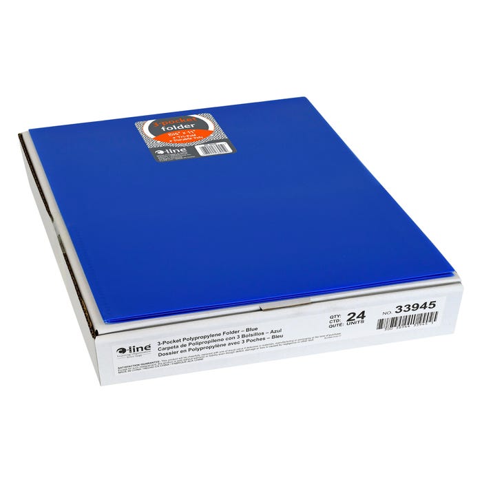 C-Line 3-Pocket Tri-Fold Poly Portfolios, Blue, Pack of 24