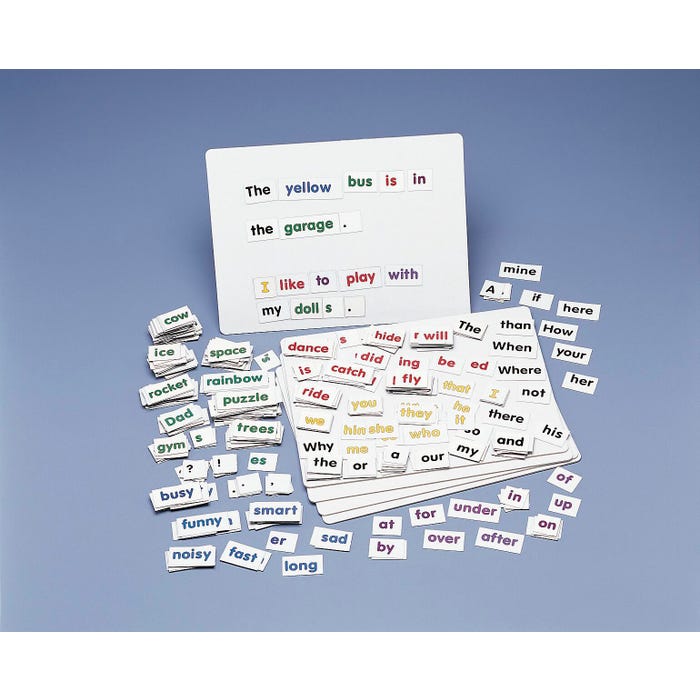 Color Coded Magnetic Words and Boards, Set of 400 Words and 5 Boards