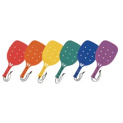 Champion Plastic Paddleball Racket Set, 15 L in, Assorted, Set of 6, Item Number 1507805