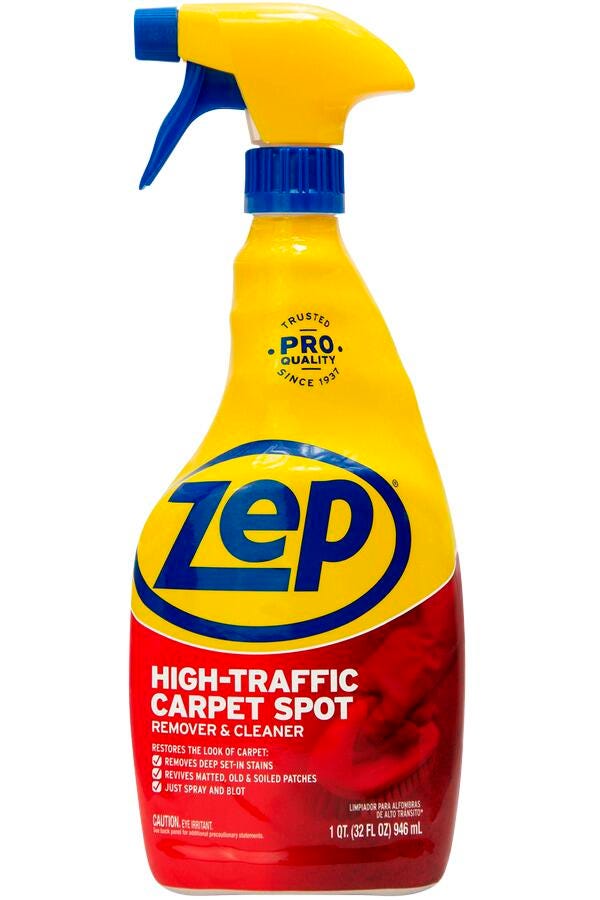 Zep High-Traffic Carpet Spot Remover & Cleaner Spray, 32 Fluid Ounces, Red, Carton of 12, Item Number 2050568