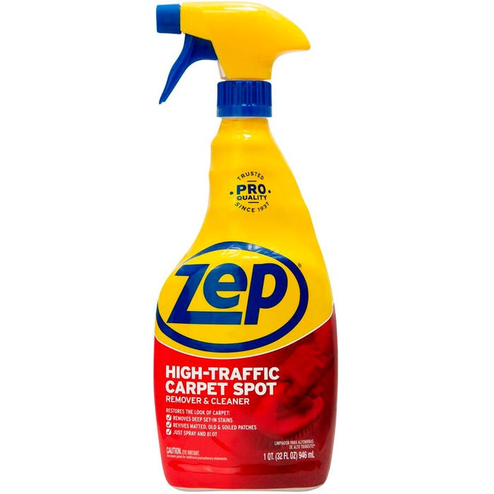 Zep High-Traffic Carpet Spot Remover & Cleaner Spray, 32 Fluid Ounces, Red, Carton of 12