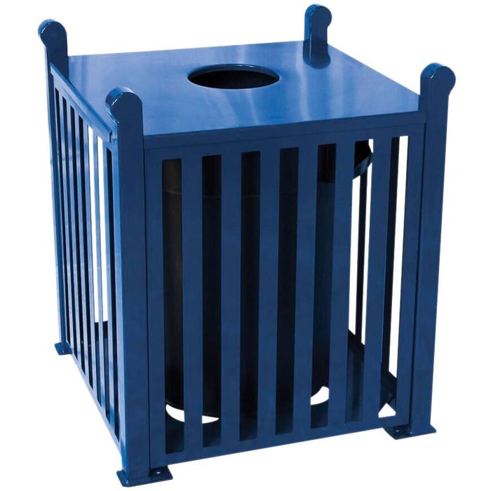 UltraSite Savannah Series 32 Gallon Receptacle with Flat Top Lid and Plastic Liner