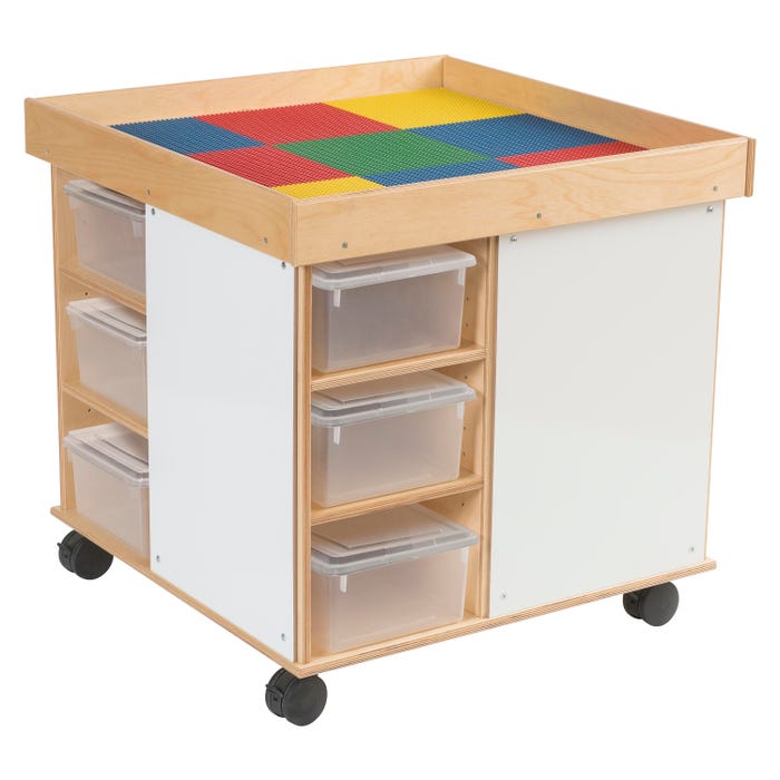 Childcraft Collaboration Table, Translucent Trays, Standard Grids, 30-3/4 x 30-3/4 x 30 Inches
