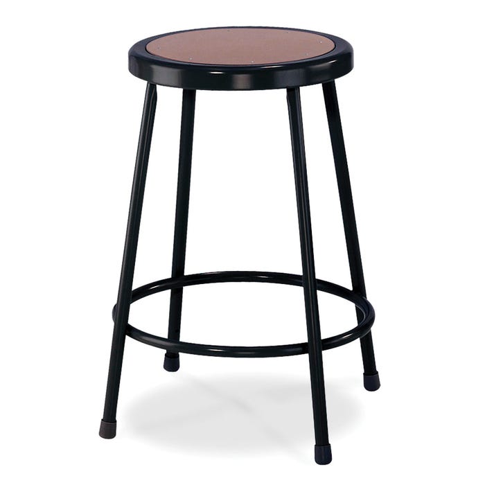 National Public Seating Heavy Duty Steel Stool, 24 Inch Seat Height, Black
