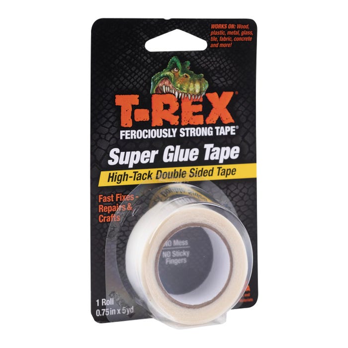 Duck Brand T-Rex Super Glue Tape, 3/4 Inch x 5 Yards, Clear