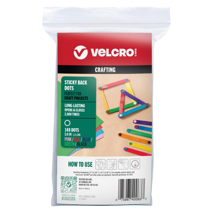 VELCRO Sticky Back Dots, Multi-Color, Round, Set of 140