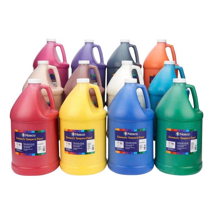 Nasco Elements Tempera Paint, Gallons, Set of 12