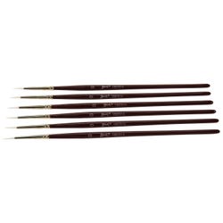 Image for Sax Optimum White Synthetic Taklon Paint Brushes, Round, Size 0, Set of 6 from School Specialty