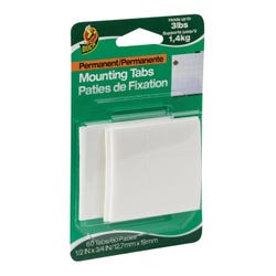 Duck Brand Permanent Mounting Tabs, 1/2 Inch x 3/4 Inches, White, Pack of 60, Item Number 2102919