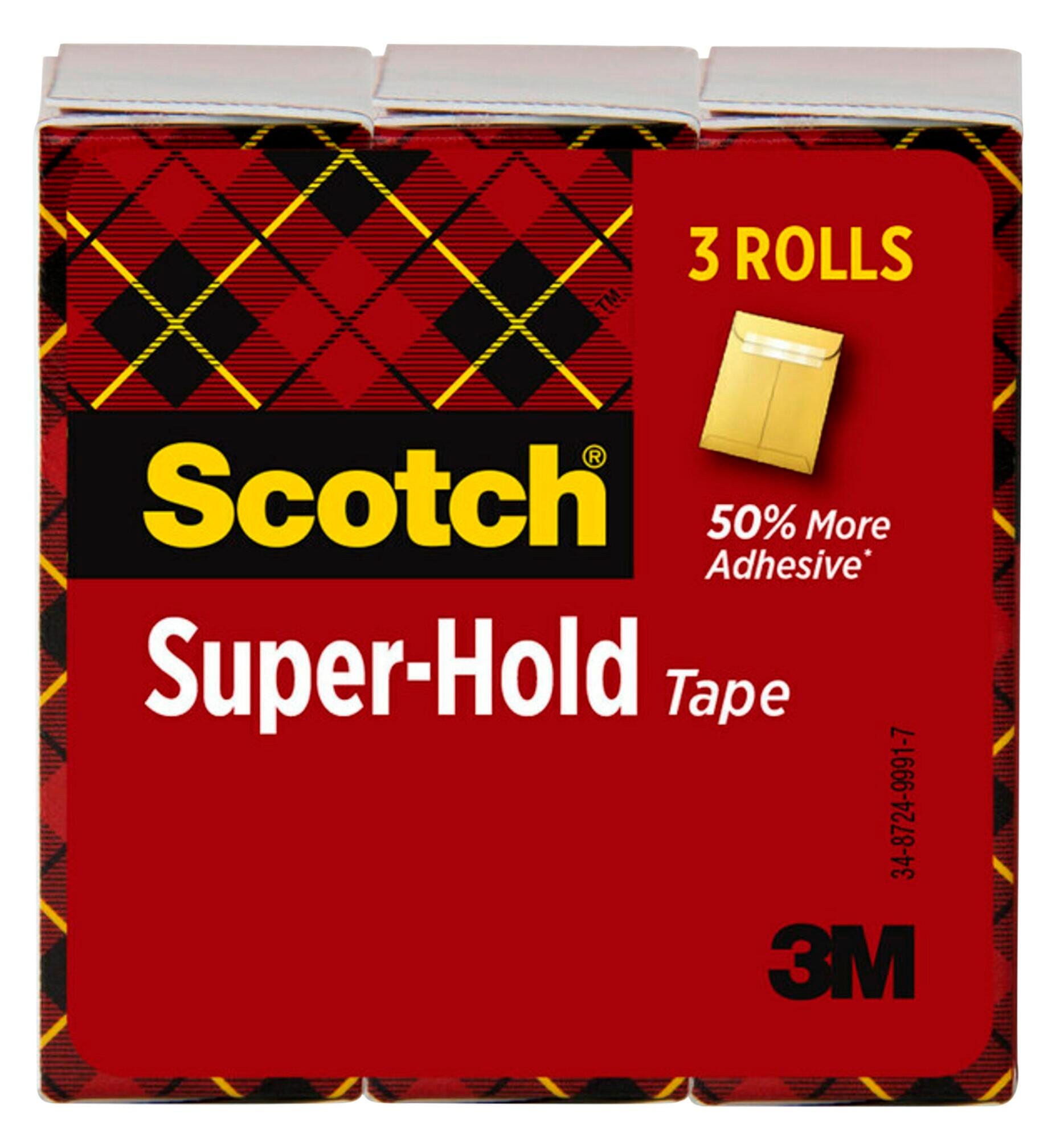 Scotch Super Hold Tape, 0.75 x 100 Inches, Pack of 3 2048048