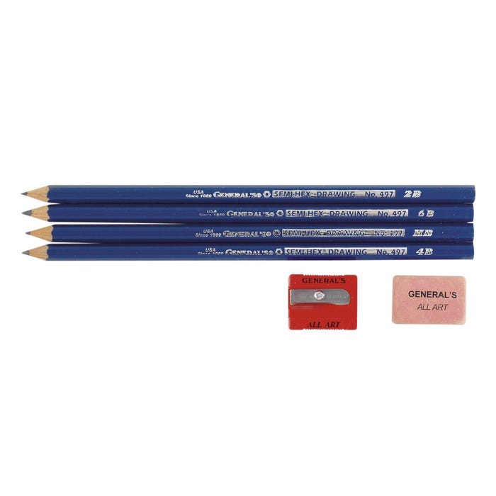 General’s Semi-Hex Drawing Pencil Kit, 6 Pieces