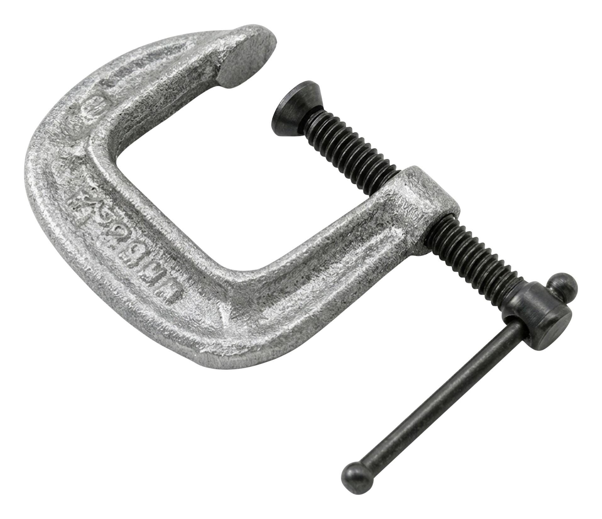 Ken Tool C-Clamp, 6 Inch Opening, 2-3/4 Inch Depth, Malleable Iron Frame, Ductile Iron, Smooth Natural