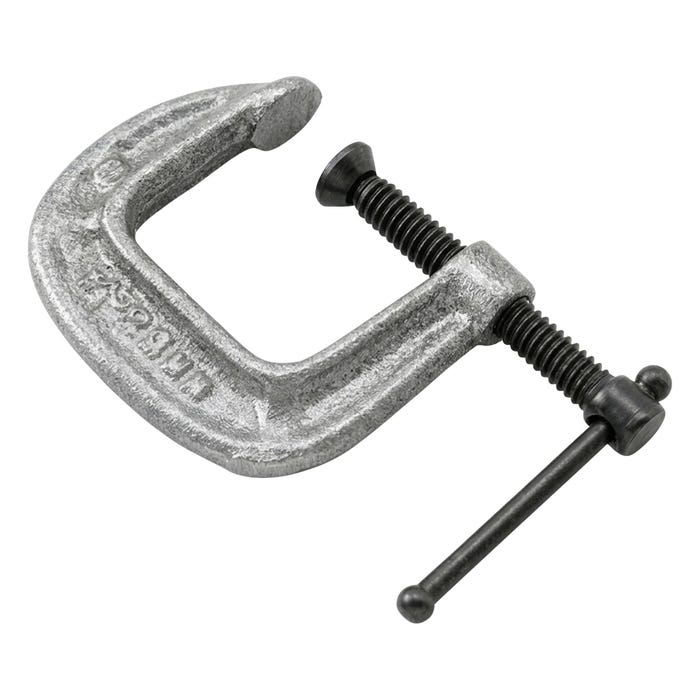 Ken Tool C-Clamp, 6 Inch Opening, 2-3/4 Inch Depth, Malleable Iron Frame, Ductile Iron, Smooth Natural