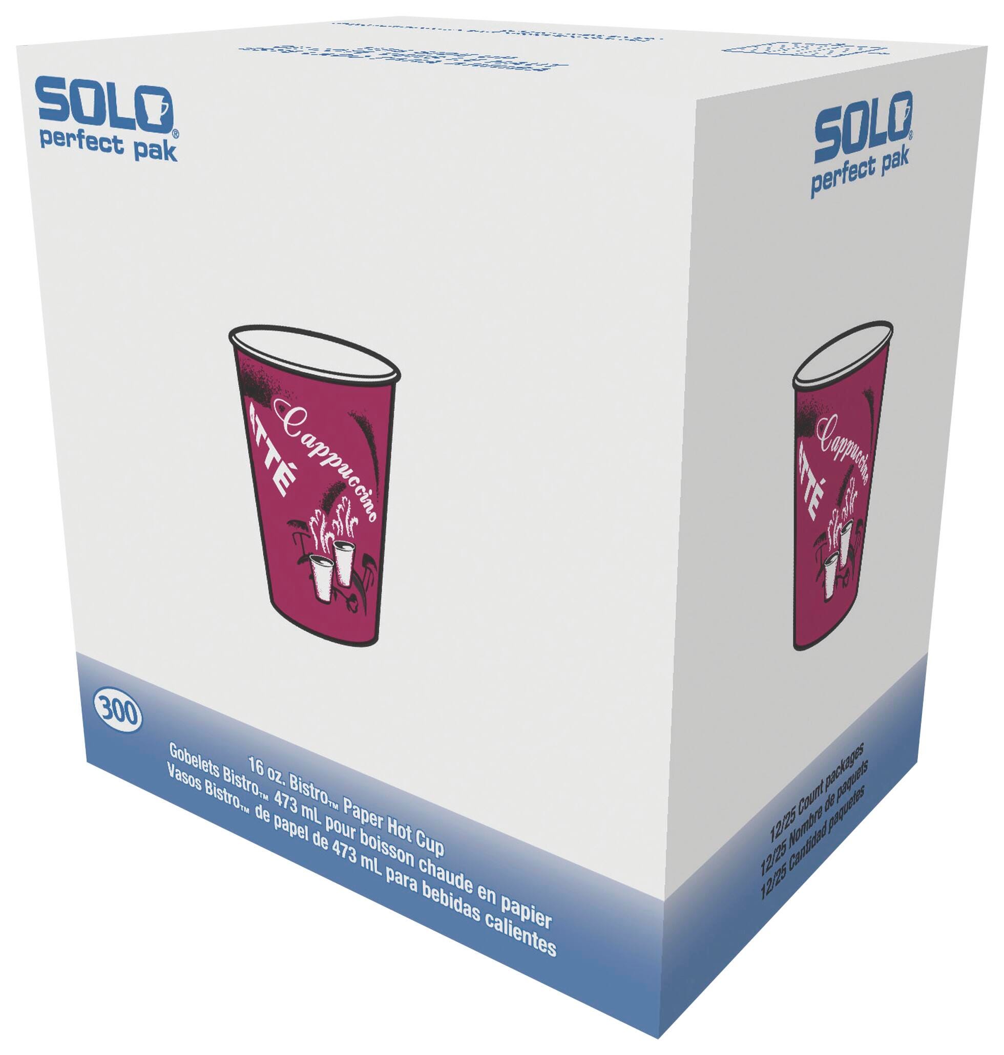 Solo Single Sided Paper Hot Cup, 16 Ounces, Maroon, Pack of 300, Item Number 1378523