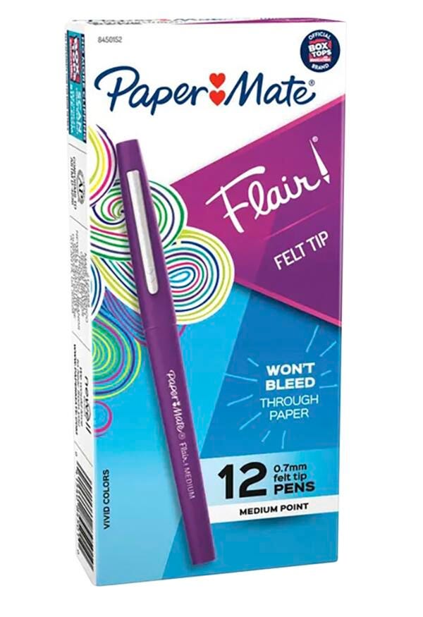 Image for Paper Mate Flair Felt Tip Pens, Medium Point, 0.7 mm, Purple, Pack of 12 from School Specialty