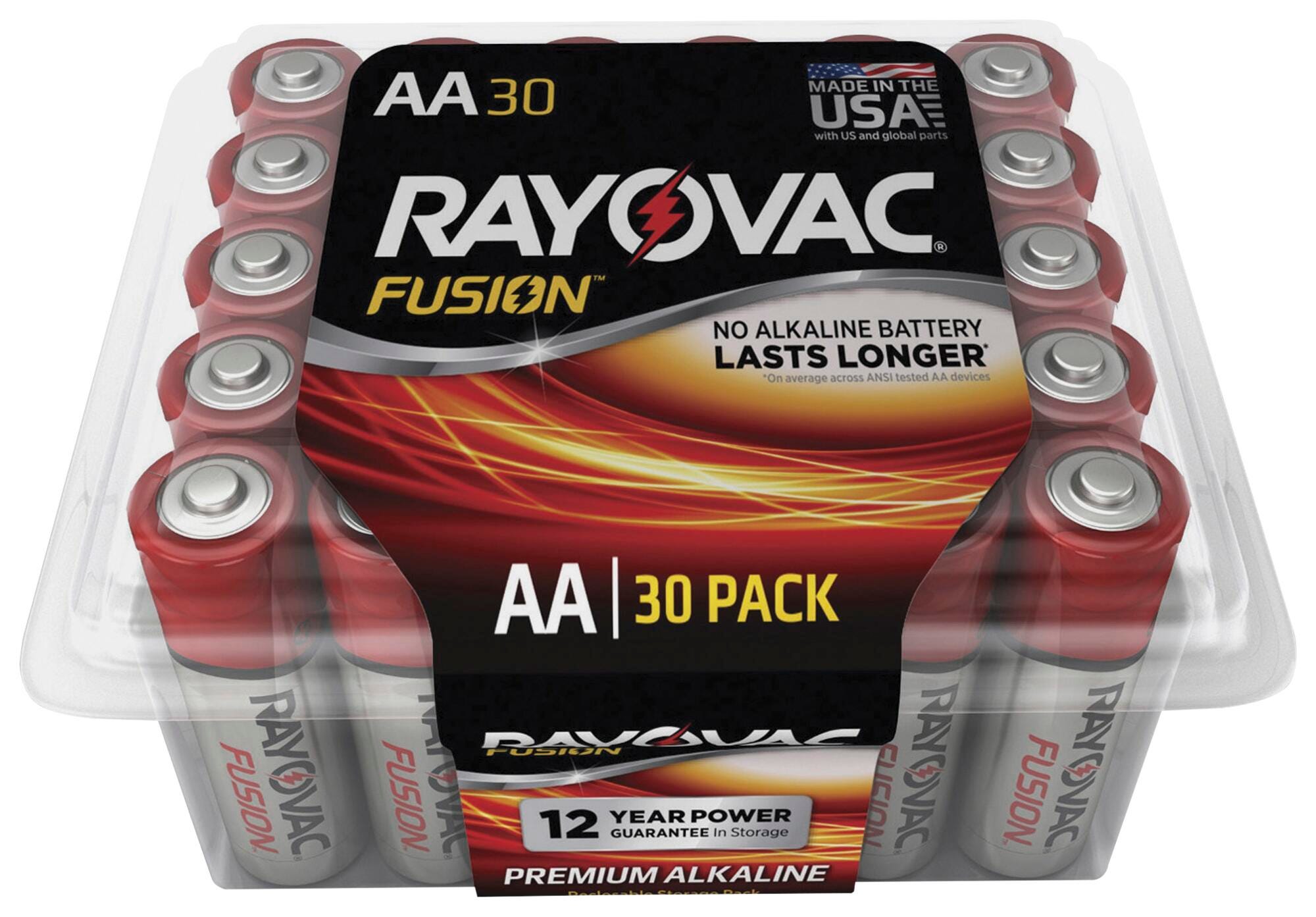 Rayovac Fusion Alkaline Batteries, AA, Pack of 30 1562443