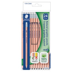 Staedtler Round Barrel HB2 Unpainted Woodcased Pencil, Pack of 24, Item Number 2102274