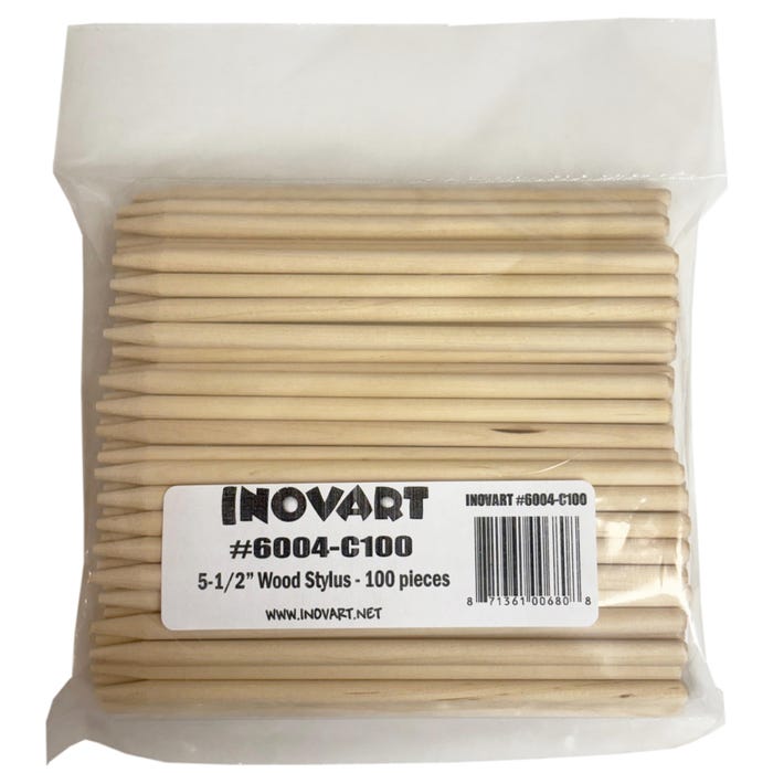 Inovart Wooden Styluses, 5-1/2 Inches, Pack of 100