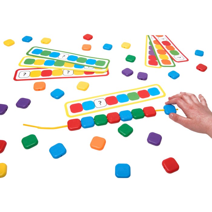 Polydron Lacing Color Sequencing Beads, 96 Pieces with 12 Laces