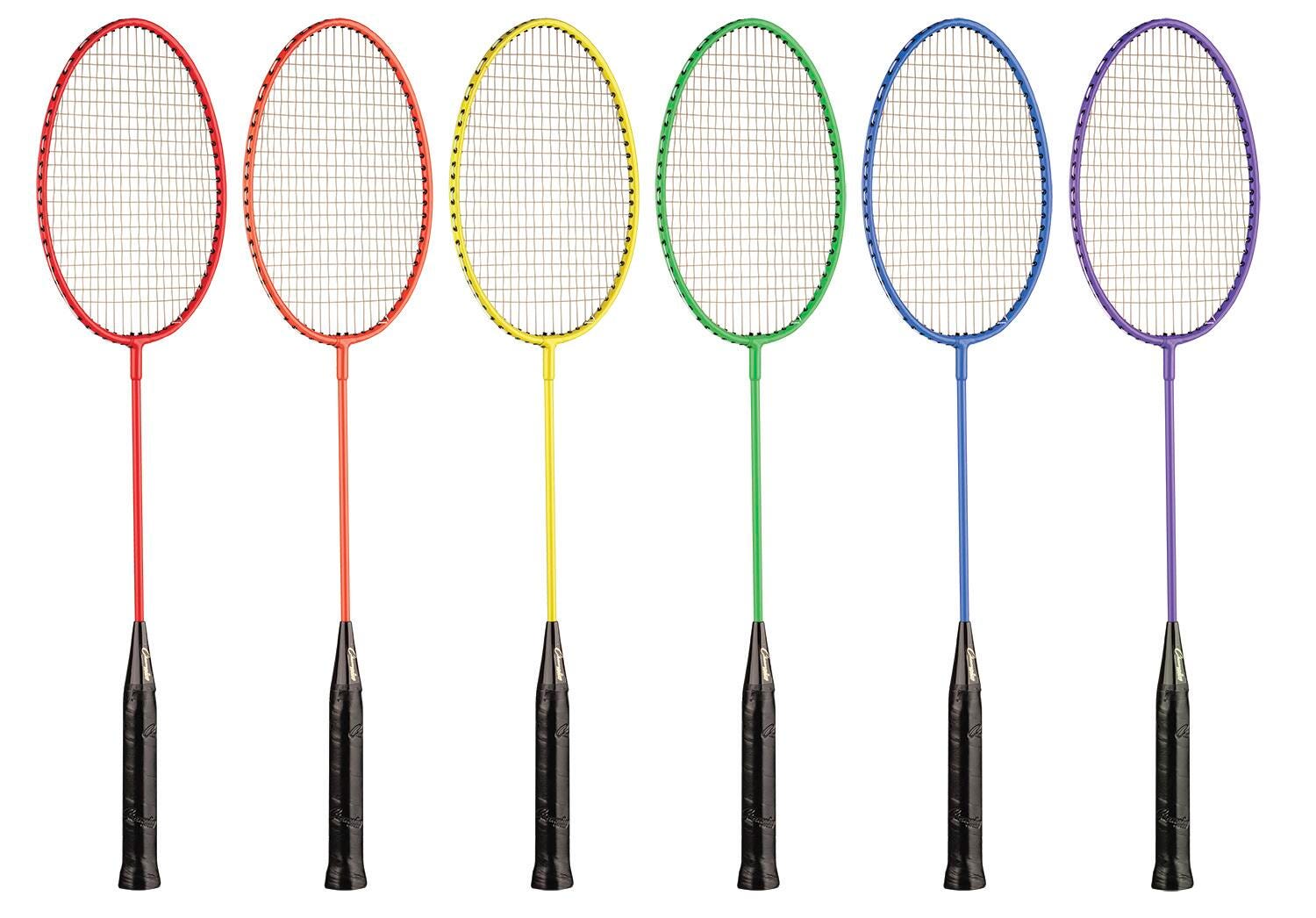 Champion Sports Badminton Tempered Steel Shaft and Frame Rackets, Nylon Strings, Set of 6 2020133
