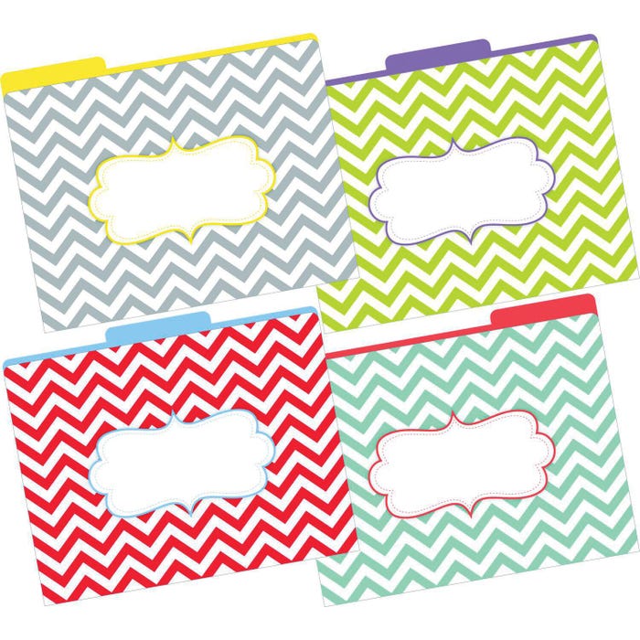 Barker Creek File Folders, Beautiful Chevron Design, Letter Size, Set of 12