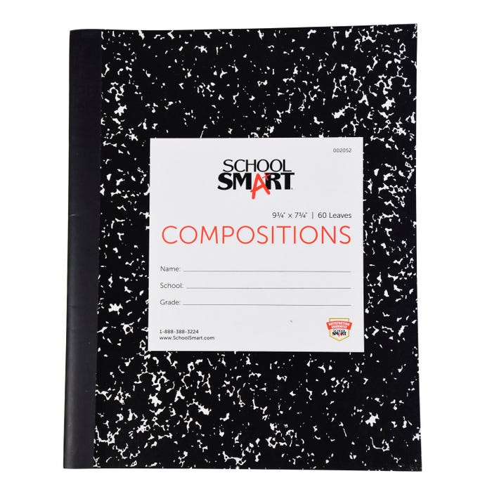School Smart Flexible Cover Ruled Composition Book, 60 Sheets, 9-3/4 x 7-1/2 Inches