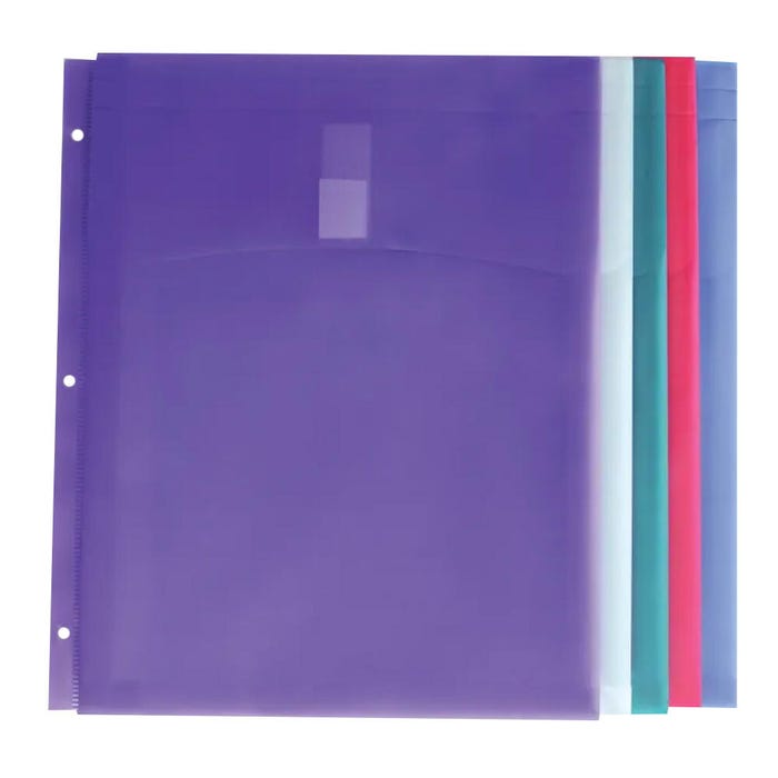 School Smart Folder Tabs for 3-Ring Binders, Assorted Colors, Pack of 5