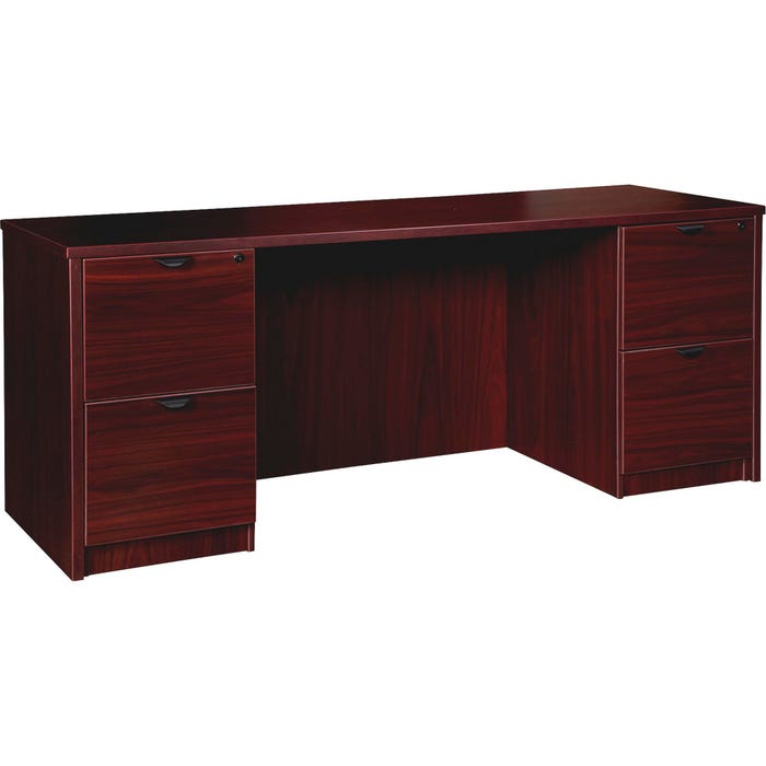 Lorell Prominence Laminate Credenza, Double Pedestal, 72 x 24 x 29 Inches, Mahogany