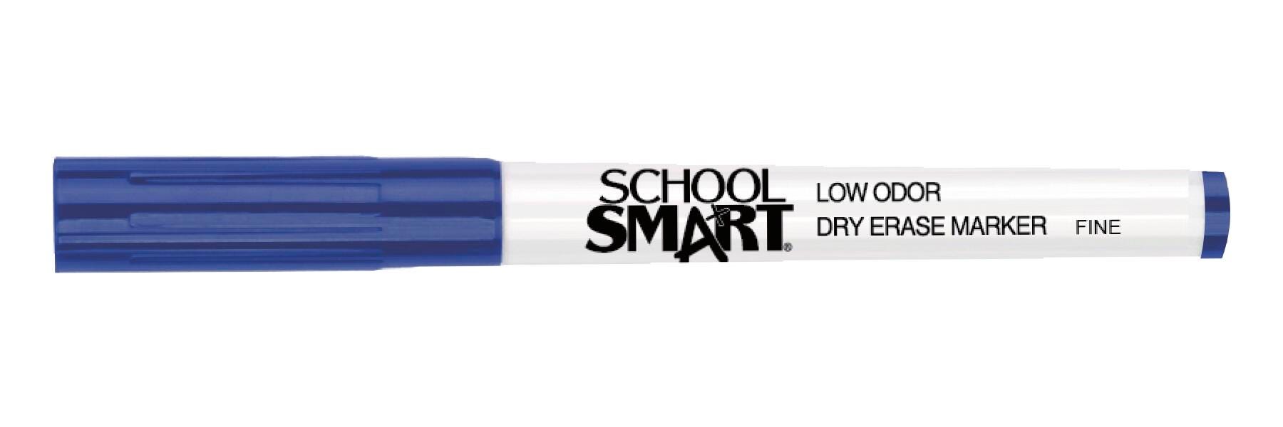 Image for School Smart Dry Erase Pen Style Markers, Fine Tip, Blue, Pack of 12 from School Specialty