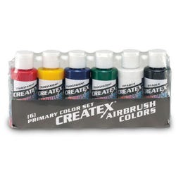 Createx Airbrush Colors, 2 Ounces, Primary Colors, Set of 6
