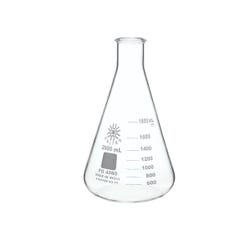 United Scientific Erlenmeyer Flask, Narrow Mouth, Borosilicate Glass, 2000ml, Item Number 2089984