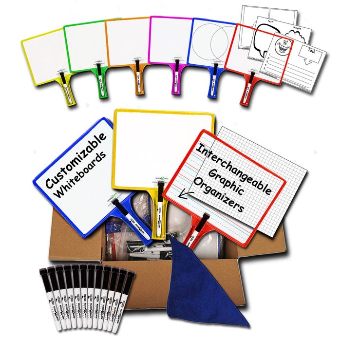 KleenSlate Customizable Rectangular Dry Erase Board Kit with Clear Dry Erase Sleeves, Pack of 36