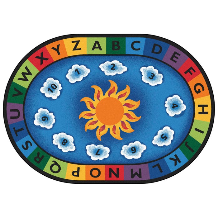 Carpets for Kids Premium Sunny Day Learn and Play Carpet, Oval