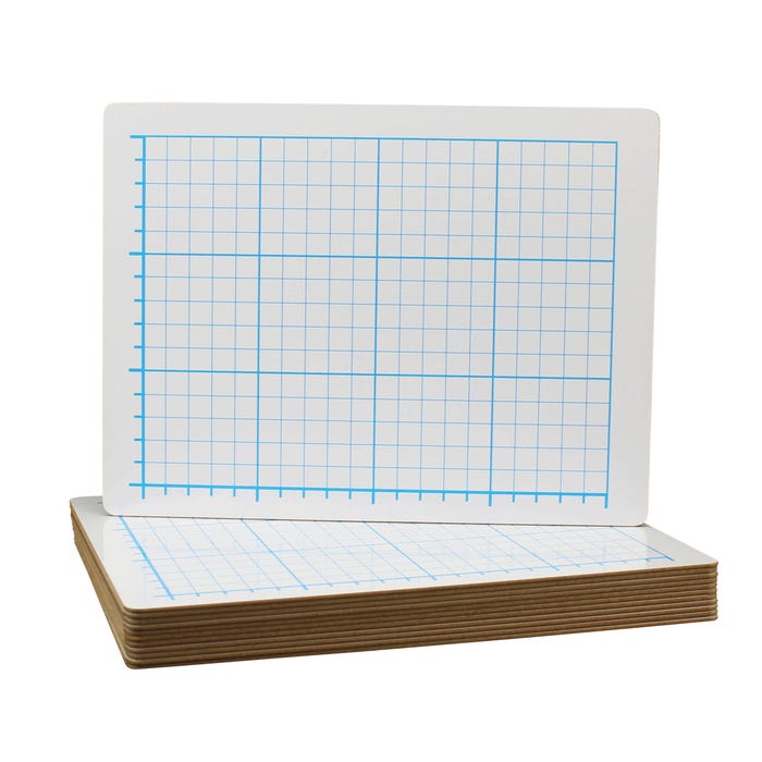 Flipside Dry Erase Rectangle Graph Quadrant Lined/Plain Two-Sided Boards, 9 x 12 Inches, Pack of 12