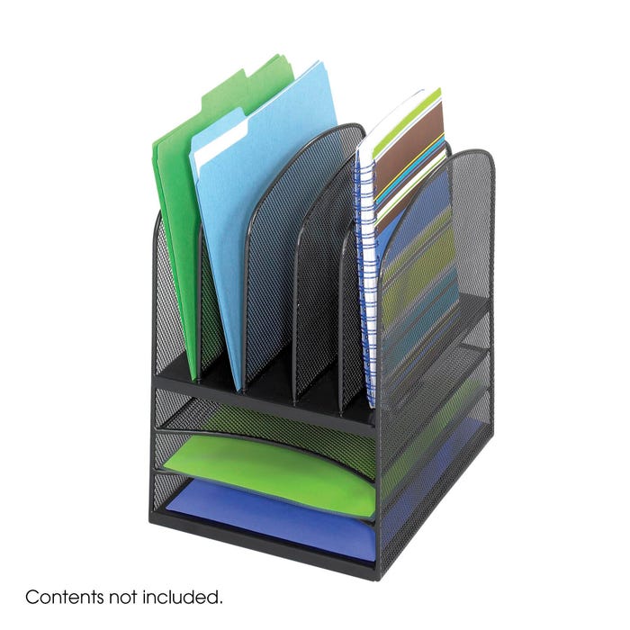 Safco Mesh Desktop Organizer, 8-Compartments, 11-1/2 x 9-1/2 x 13 Inches, Black