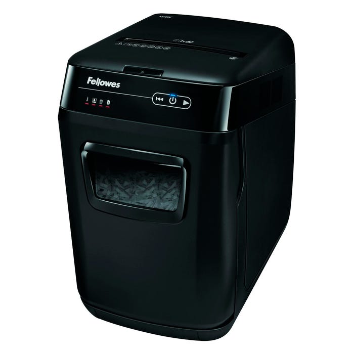 Fellowes Automax 150C Cross-Cut Shredder, 13-5/8 x 20 x 23-3/8 in, 8-1/2 gal, Black