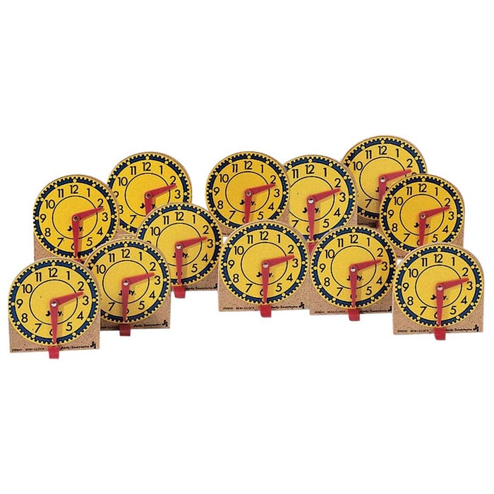 Judy Instructo Mini-Clocks, Grades K to 3, Set of 12