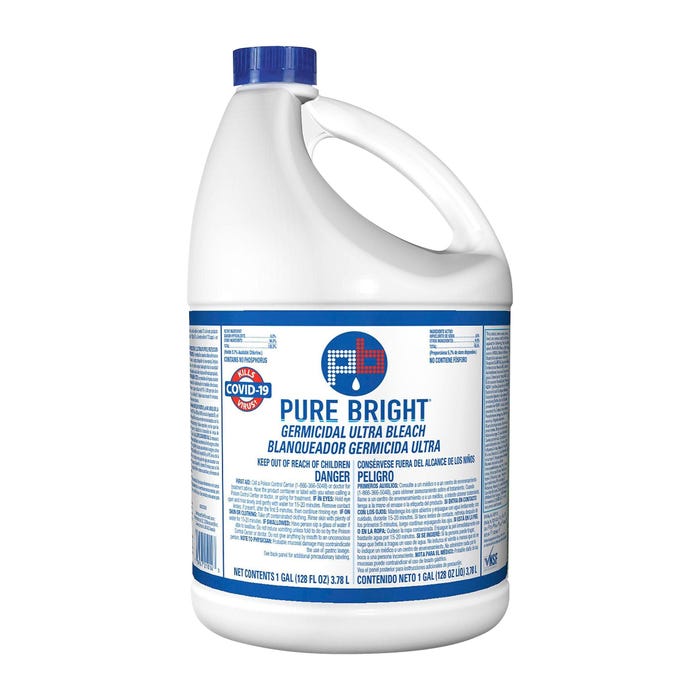 KIK Custom Pure Bright Germicidal Ultra Bleach, 1 Gallon, White