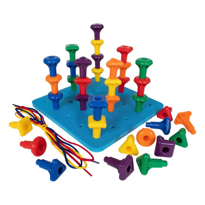 EDX Education Stacking Shapes Pegs and Pegboard, Set of 40