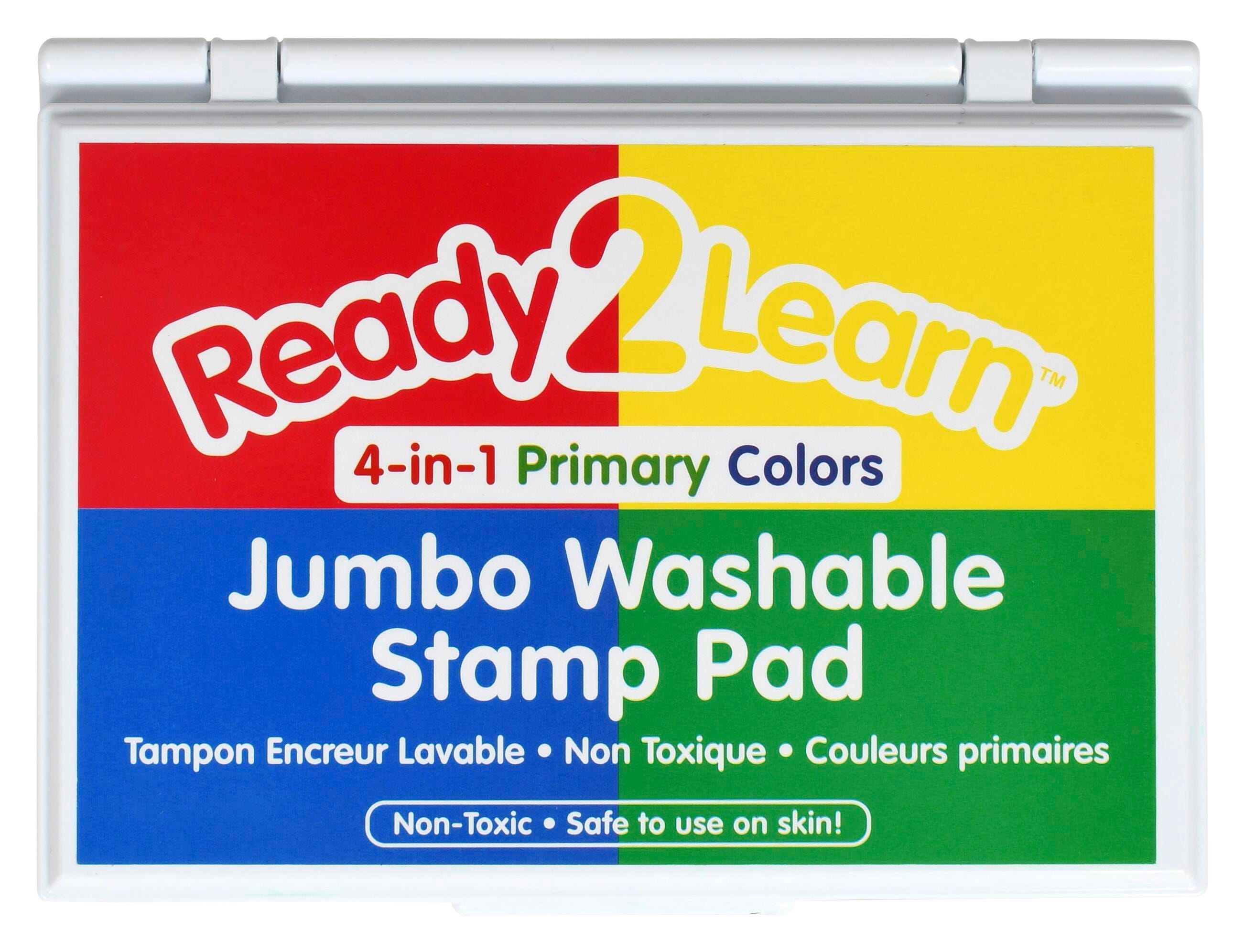 Ready2Learn Jumbo Washable Stamp Pad, 6-11/16 x 4-7/8 x 3/4 Inches, 4-in-1 Primary, Item Number 2094697