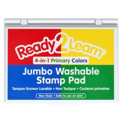 Ready2Learn Jumbo Washable Stamp Pad, 6-11/16 x 4-7/8 x 3/4 Inches, 4-in-1 Primary, Item Number 2094697