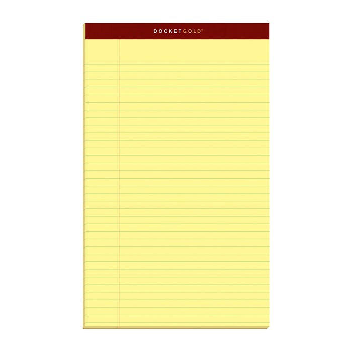 TOPS Docket Gold Legal Pad, 8-1/2 x 14 Inches, Legal Ruled, Canary, 50 Sheets, Pack of 12